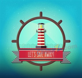 复古灯塔插画矢量素材